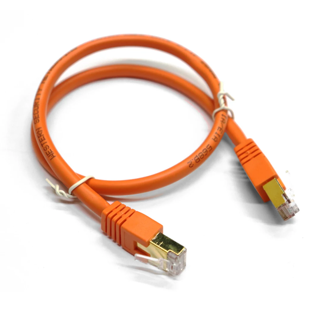 RJ45 Gold Flat Round Cat7 Cat8 CAT6 Network Cable Patch Cord
