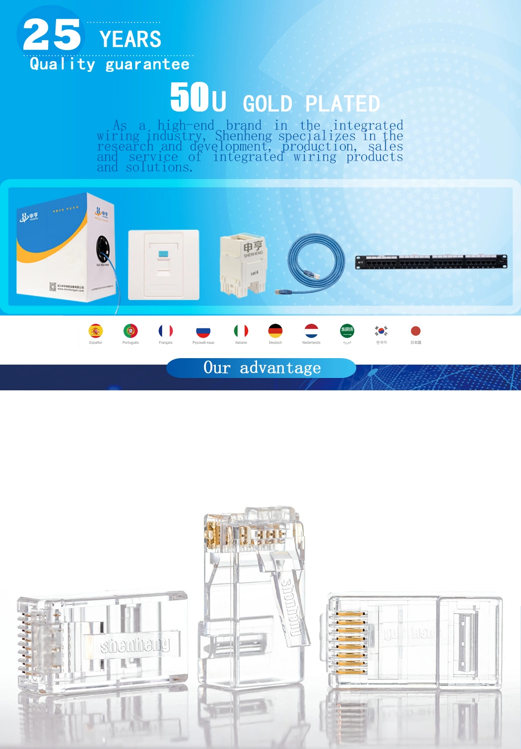 Cat5e Modular Plugs Socket RJ45 Connector Network Plug