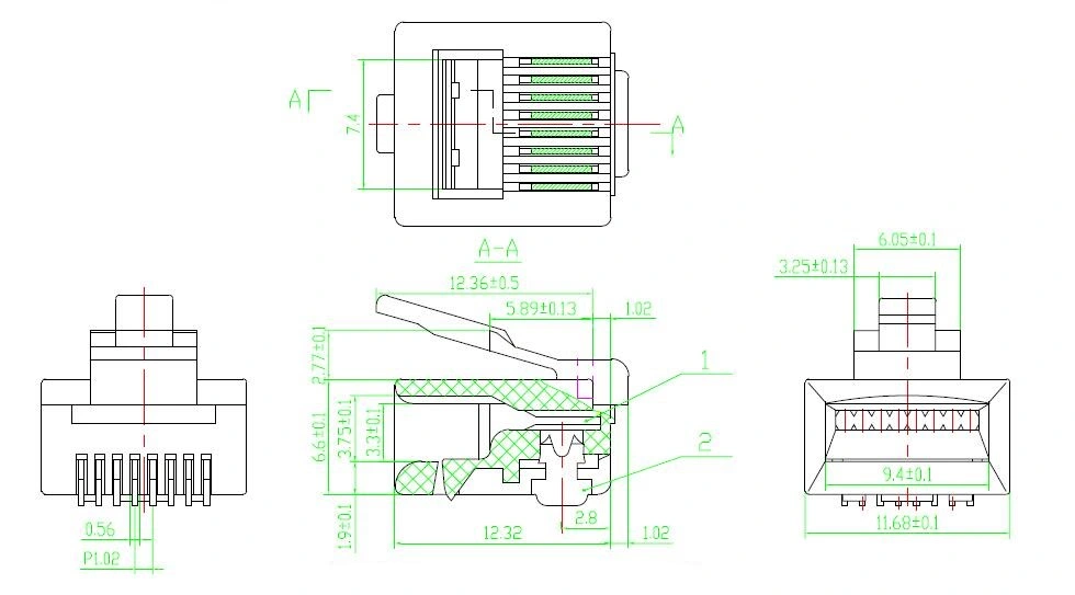 RJ45 Cat5e 8p8c Short Body UTP Network Modular Connector Modular Plug