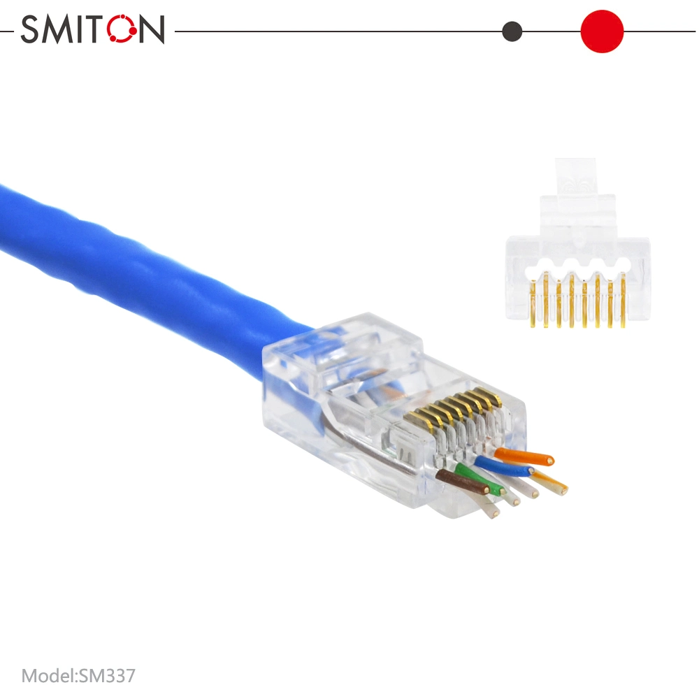 Pass Through CAT6A Male 8p8c Connector Modular Plug