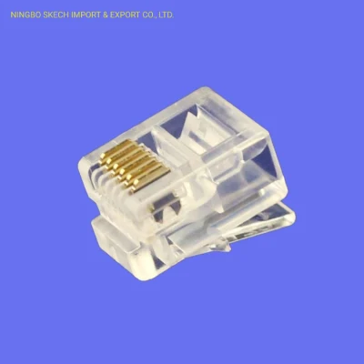 UTP Rj12/Rj11 6p6c Modular Plug Cat3 Network Telephone Connector 6 Core Telephone Plug for 6p6c Cable