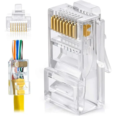 CAT6 RJ45 8p8c Feed Through Connector Shielded RJ45 Modular Plug